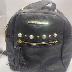 Steve Madden Black Mini Backpack‎ Purse Studded Faux Leather Fashion Bag
